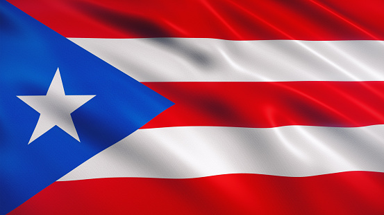 3d render Puerto Rico Flag (Close-up)