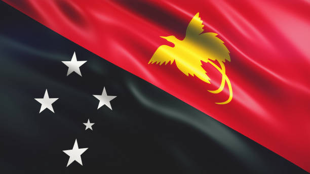 Papua New Guinea Flag 3d Render Papua New Guinea Flag (Close-up) Papua New Guinea stock pictures, royalty-free photos & images