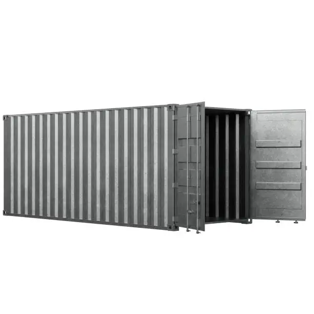 3D rendering illustration of an open shipping container