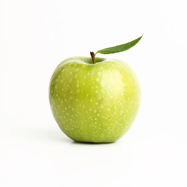 green apple - apple granny smith apple green leaf fotografías e imágenes de stock