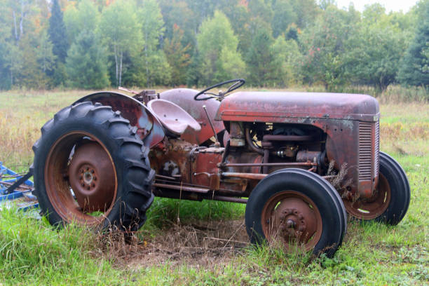 istock Old dark red agricultural tractor 1178999634