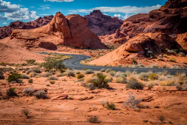 Photo of Dramatic landscapes of Highway Through Valley of Fire Nevada Mojave Desert