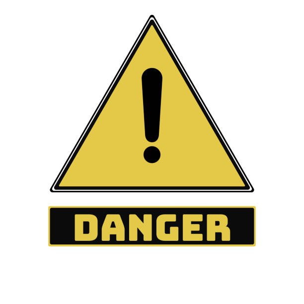 黒と黄色の三角形の危険警告と注意道路標識の危険性。記号付き .白い背景に隔離されています。注意・事故防止、注意通知、ベクトルイラスト - exclamation point alertness error message symbol点のイラスト素材／クリップアート素材／マンガ素材／アイコン素材