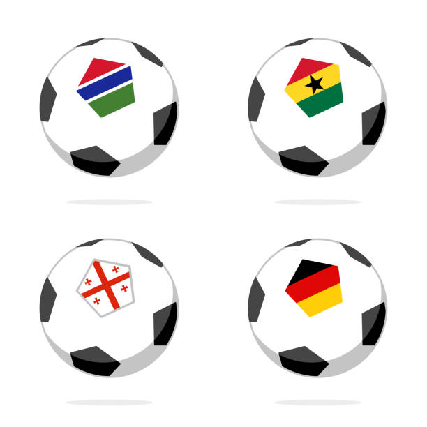 Soccer ball icon with germany, georgia, gambia and ghana flag Soccer ball icon with germany, georgia, gambia and ghana flag georgia football stock illustrations