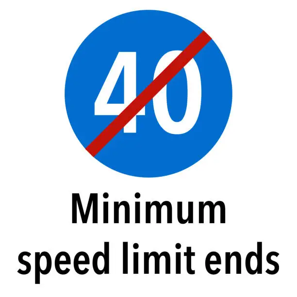 Vector illustration of Minimum speed limit ends 40 Information and Warning Road traffic street sign, vector illustration collection isolated on white background for learning, education, driving courses, sticker, icon.
