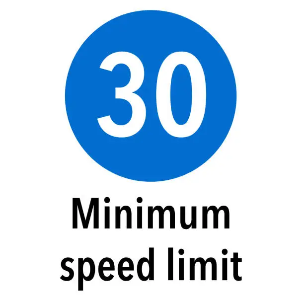 Vector illustration of Minimum speed limit 30 Information and Warning Road traffic street sign, vector illustration collection isolated on white background for learning, education, driving courses, sticker, icon.