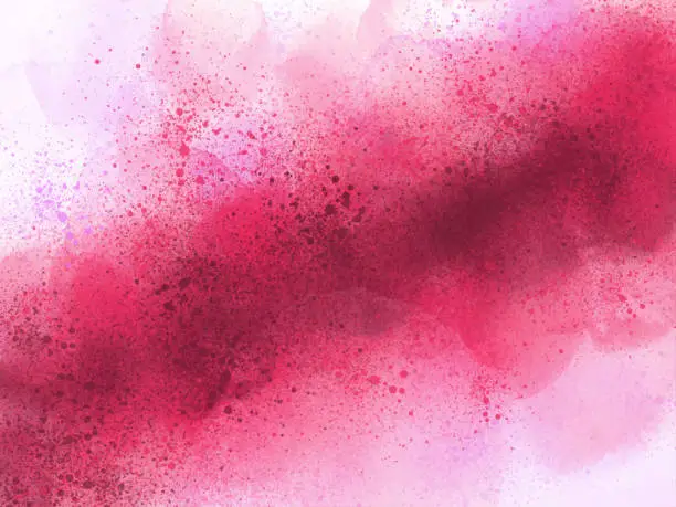 Vector illustration of Border of hues of pink,red and purple paint splashing droplets. Watercolor strokes design element. Pink,red and purple colored hand painted abstract texture.