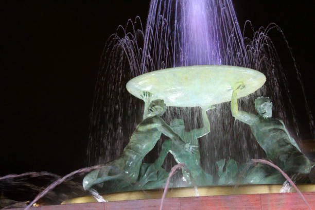 istock Triton Fountain in Valletta at night 1179013156