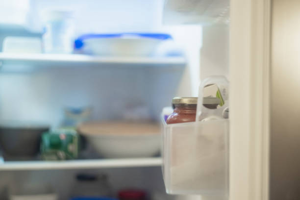 istock open refrigerator door, blurry background products 1179016008