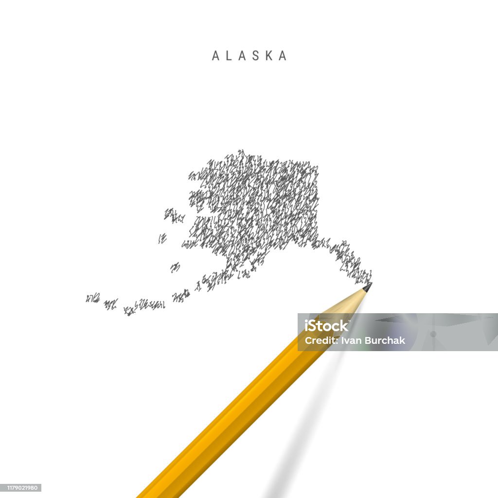 Alaska Simple Drawing Alaska Sketch Scribble Map Isolated On White Background Hand Drawn ...