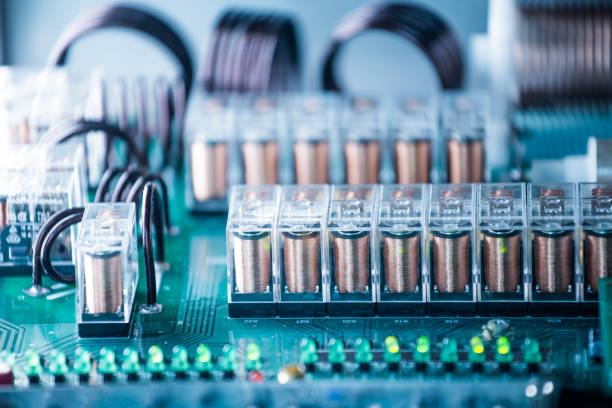 istock Large green microcircuit and luminous panels 1179022321