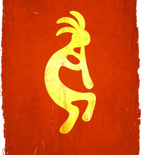 Vector illustration of Kokopelli on royalty free vector Background