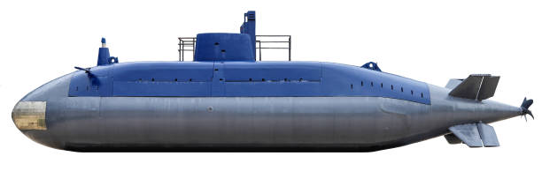 military submarine. isolated on white background - submarine navy underwater military ship imagens e fotografias de stock