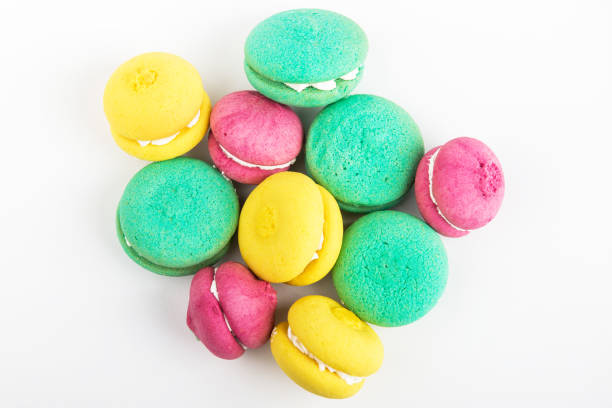 istock Homemade macaroons on a white background. Top view 1179031789