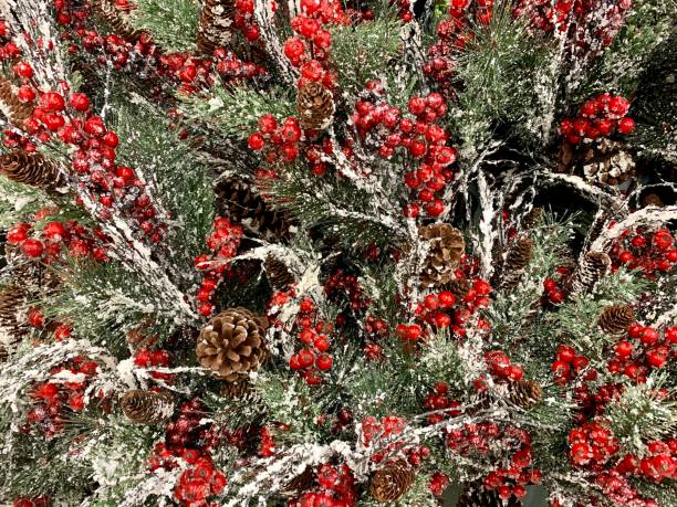 istock Winter Christmas greens with red berries white snow 1179038727