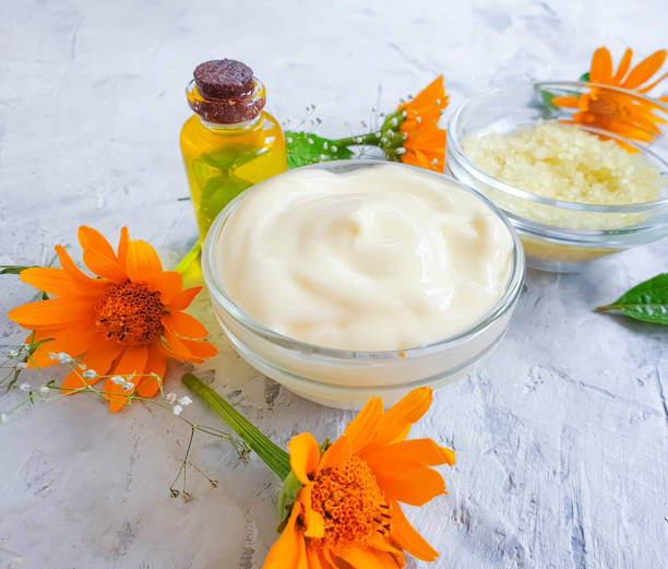 istock cream cosmetic oil flower calendula 1179044091