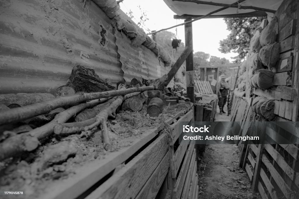 World War One Trench replica of a World War One Trench World War I Stock Photo