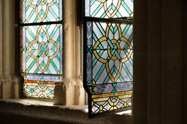 istock Coloured stained glass windows in a church in Spain 1179046836