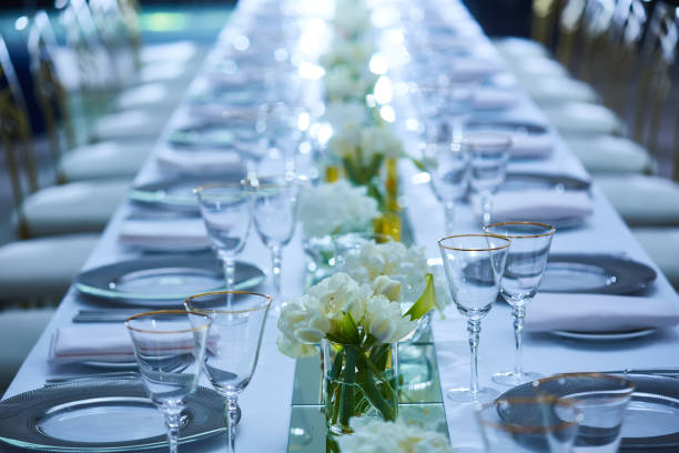 istock Elegance table set up with lotus flowers, selective focus. 1179047785