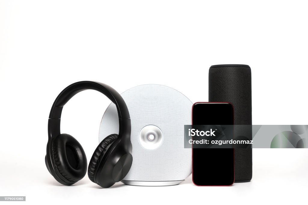 Portable bluetooth speakers and boombox on white Cut Out Stock Photo