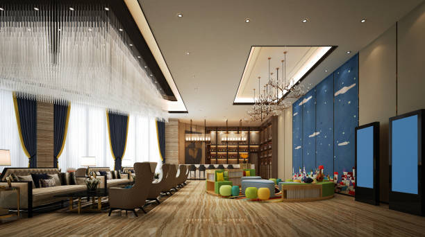 istock 3d render hotel cafe bar and lobby 1179053227