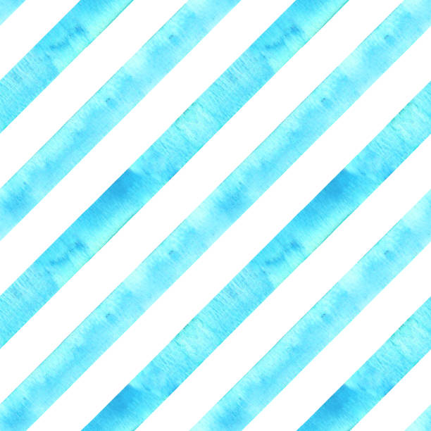 istock Watercolor teal blue turquoise diagonal stripes on white background. Striped seamless pattern 1179055530
