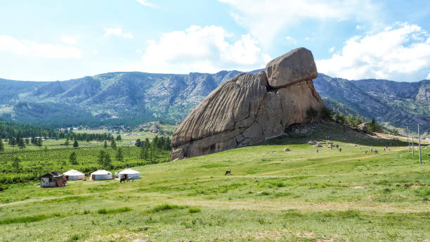 Turtle Rock at the Gorkhi Terelj National Park - Mongolia stock photo