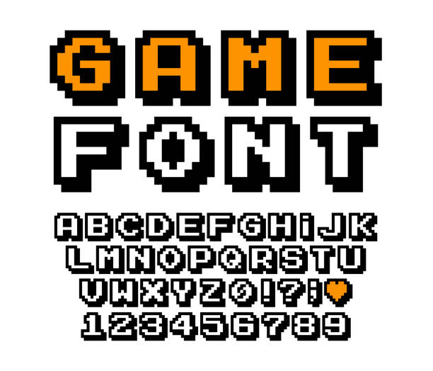 векторный пиксельный шрифт. - game stock illustrations