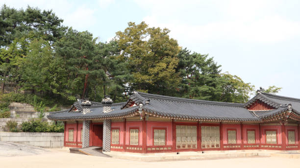 istock beautiful palace with Korean sky and trees. 1179068793