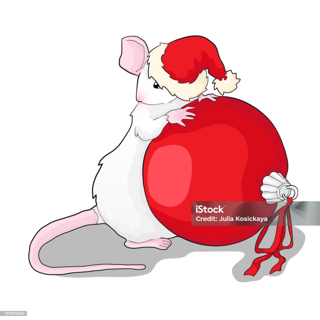 Chú Chuột Nhỏ Dễ Thương Trong Chiếc Mũ Ông Già Noel Và Biểu Tượng ...