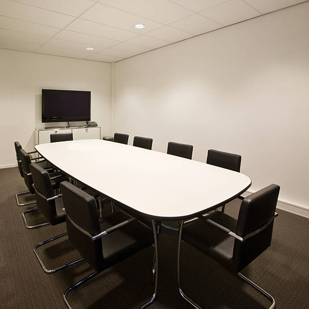Board room with video conference stock photo