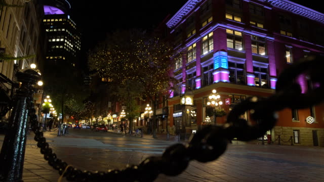 Vancouver's historic Gastown district at night