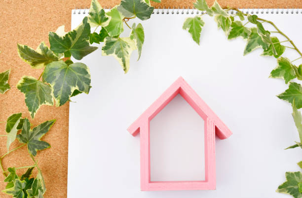 istock House model, cork board, sketchbook, ivy 1179086714