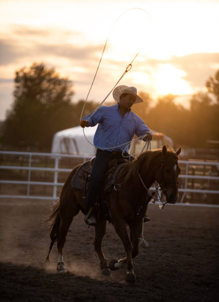 istock Cowboy practicing moves with lasso rope 1179096469