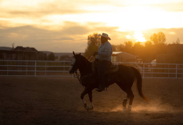 istock Cowboy warming up before event at a rodeo arena 1179096574