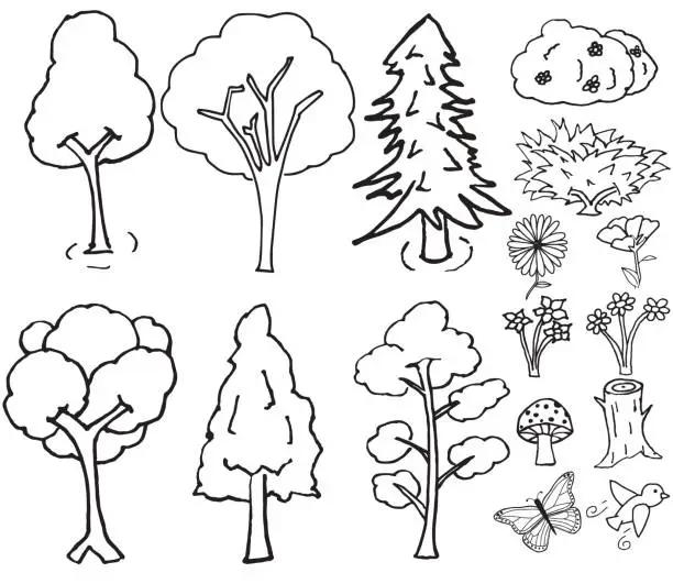 Vector illustration of Hand Drawn Nature Vector Elements