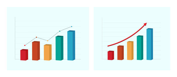 geschäftsdiagramm und diagramm. erfolgreiches konzept. vektor-illustration - finance technology growth chart stock-grafiken, -clipart, -cartoons und -symbole