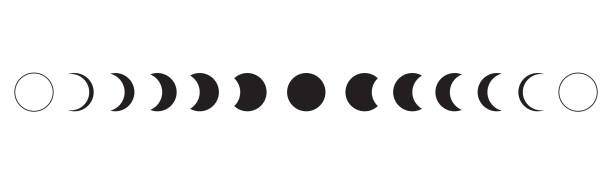 stockillustraties, clipart, cartoons en iconen met maan fases pictogram op witte achtergrond. vector illustratie - maan