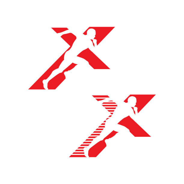 potężny działa człowiek x letter logo projekt wektorowy ilustracja koncepcyjny - powerfull stock illustrations