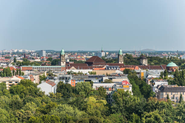 현대적인 스카이라인과 교회가 있는 베를린 티어가르텐의 베를린 승리 기둥 꼭대기에서 베를린의 탁 트인 도시 전망. - panoramic gothic style berlin cathedral berlin germany 뉴스 사진 이미지