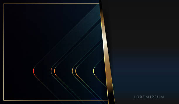 istock Abstract dark blue texture background with arrows and a strip of golden hue 1179112175
