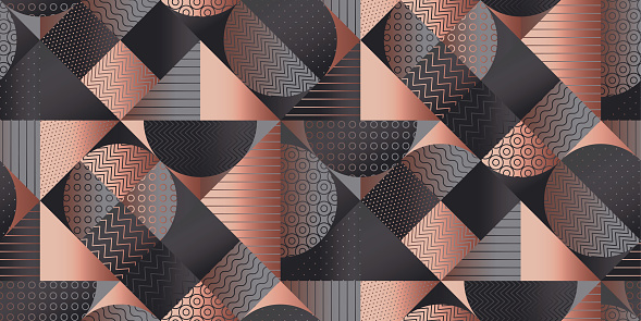 Elegant deep gray geometry seamless pattern for background, wrap, fabric, textile, wrap, surface, web and print design. Rose gold and gray textured classic style rapport for office and business projects.