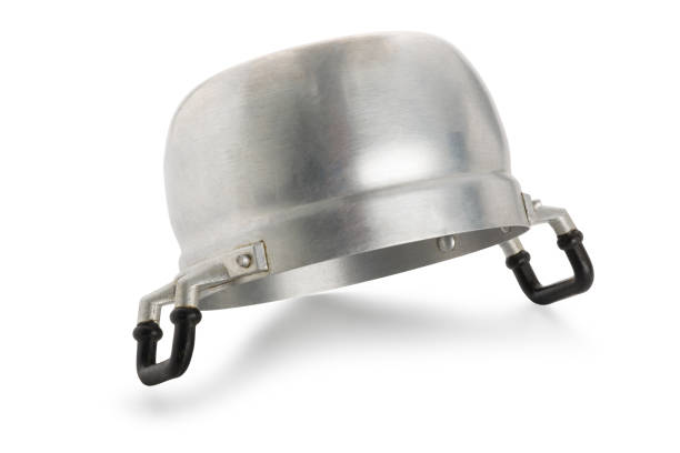 istock Thai Style Aluminum pot with black handles on both sides place it upside down on a white background with clipping path. 1179115863