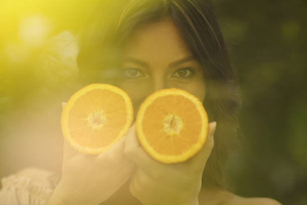 I choose only healthy. Beauty woman in nature.