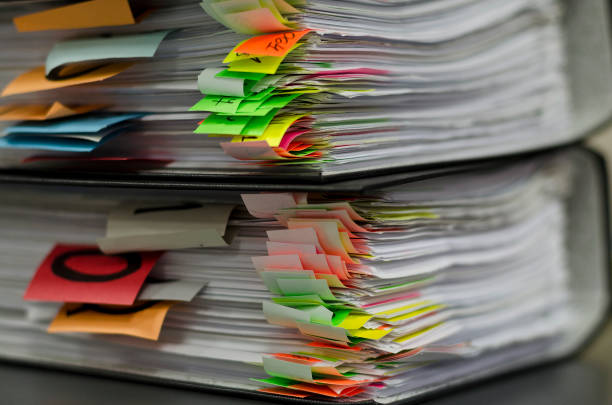 istock Extremely close up of the stacked office documents 1179122225