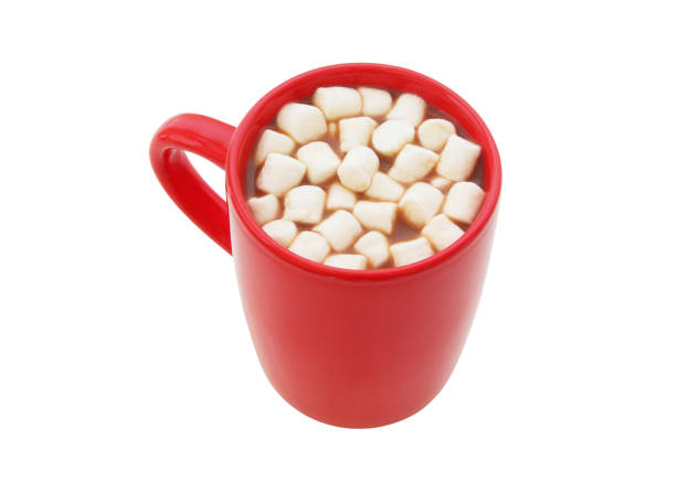 istock Red cup with cacao drink and marshmallows isolated 1179122269