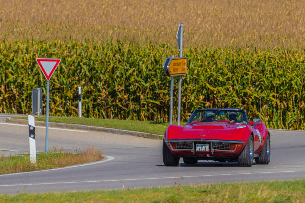 1971 Chevrolet Corvette C3 Stingray american oldtimer car Augsburg, Germany - September 29, 2019: 1971 Chevrolet Corvette C3 Stingray american oldtimer car at the Fuggerstadt Classic 2019 Oldtimer Rallye. 1971 stock pictures, royalty-free photos & images