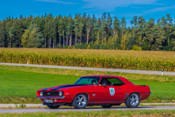 1969 Chevrolet Camaro SS 350 american oldtimer muscle car Augsburg, Germany - September 29, 2019: 1969 Chevrolet Camaro SS 350 american oldtimer muscle car at the Fuggerstadt Classic 2019 Oldtimer Rallye. 1969 stock pictures, royalty-free photos & images