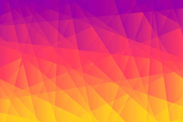 ilustraciones, imágenes clip art, dibujos animados e iconos de stock de fondo geométrico abstracto - mosaico poligonal con degradado naranja - purple backgrounds abstract lighting equipment