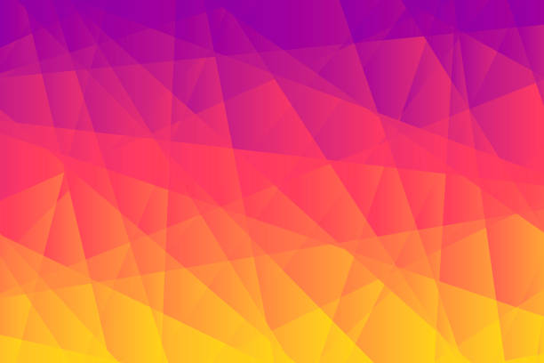 Abstract geometric background - Polygonal mosaic with Orange gradient Modern and trendy abstract geometric background. Beautiful polygonal mosaic with a color gradient. This illustration can be used for your design, with space for your text (colors used: Yellow, Orange, Red, Pink, Purple). Vector Illustration (EPS10, well layered and grouped), wide format (3:2). Easy to edit, manipulate, resize or colorize. fractal stock illustrations